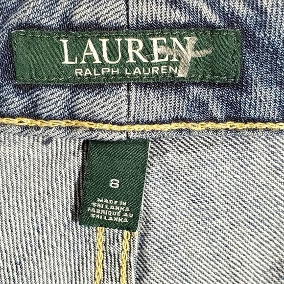 Ralph Lauren button front raw hem midi Denim Jeans Button skirt Size 8 Med New - Picture 6 of 10